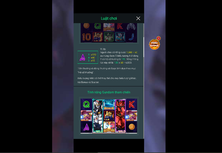 Tính năng Bonus pháo kích gundam