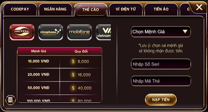 Hướng dẫn 06 cách nạp tiền nổ hũ Sunwin 