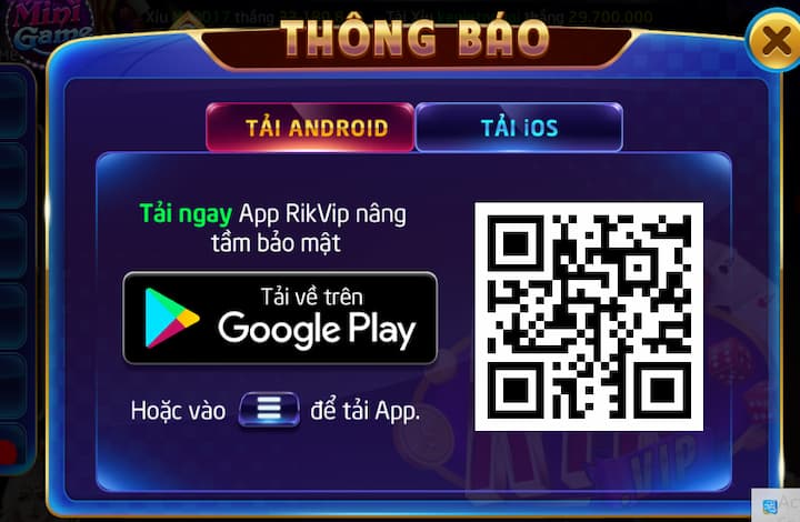Tải app nổ hũ Rikvip trên Android siêu dễ