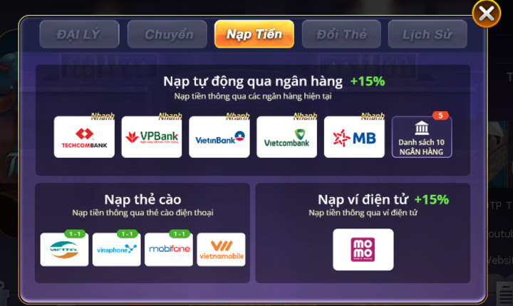 Thanh toán nạp rút tại B29