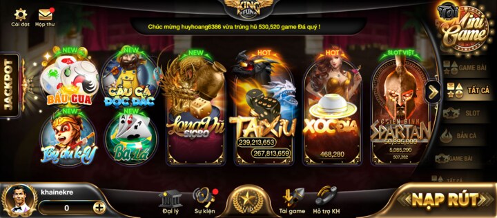 Kingfun sảnh game đa dạng thời thượng 