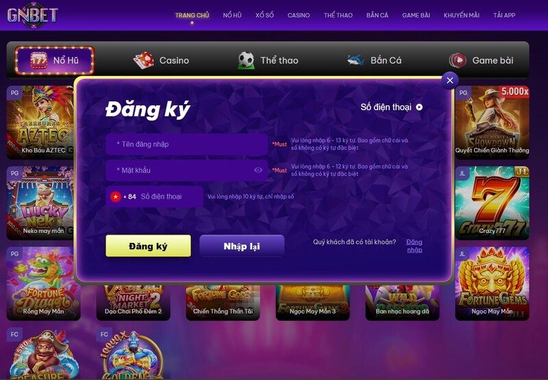 Hướng dẫn đăng ký tài khoản gnbet nhanh chóng