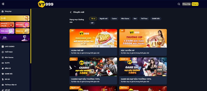Hệ thống khuyến mãi VT999 hấp dẫn