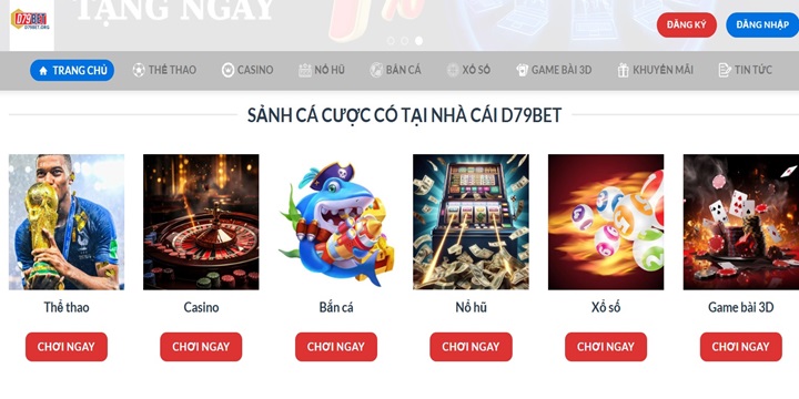 Khám phá sảnh game cược ấn tượng tại D79 Bet