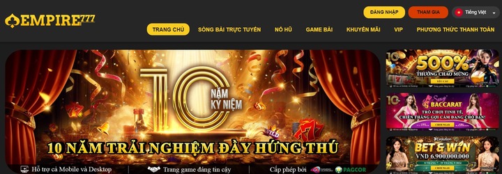 Trải nghiệm hoàn hảo tại nhà cái empire777