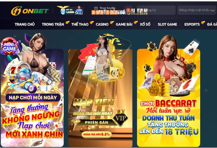 Giao diện Onbet hiện đại, bố cục sắp xếp tối ưu 