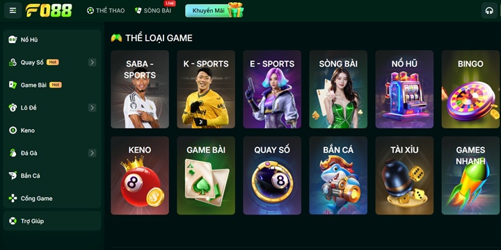 Khám phá sảnh game cược ấn tượng tại Fo88